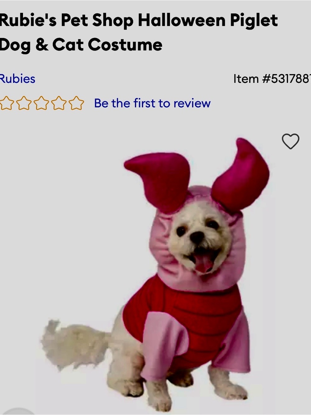 Rubie's Piglet Dog Costume